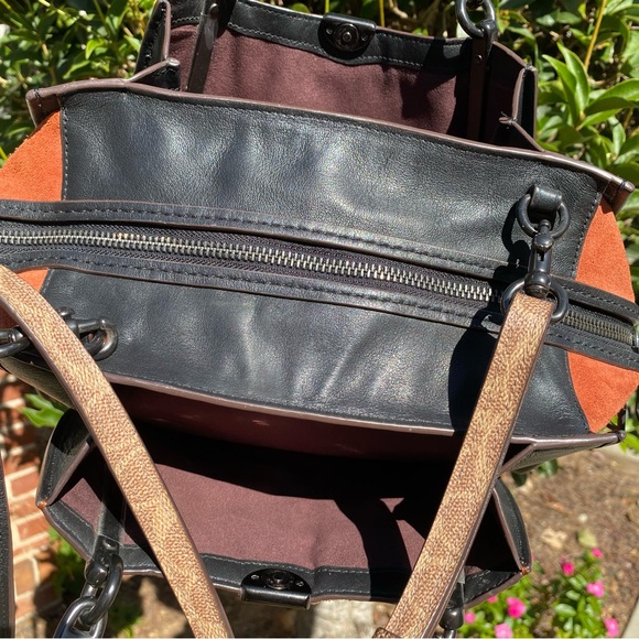 Coach Brown and Orange Striped Shoulder Bag - Picture 11 of 15